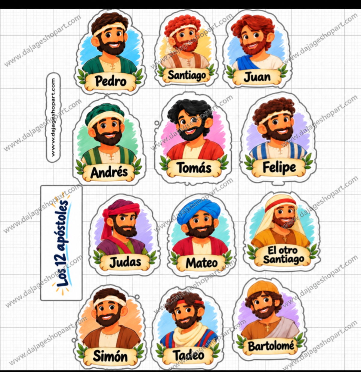 12 pegatinas