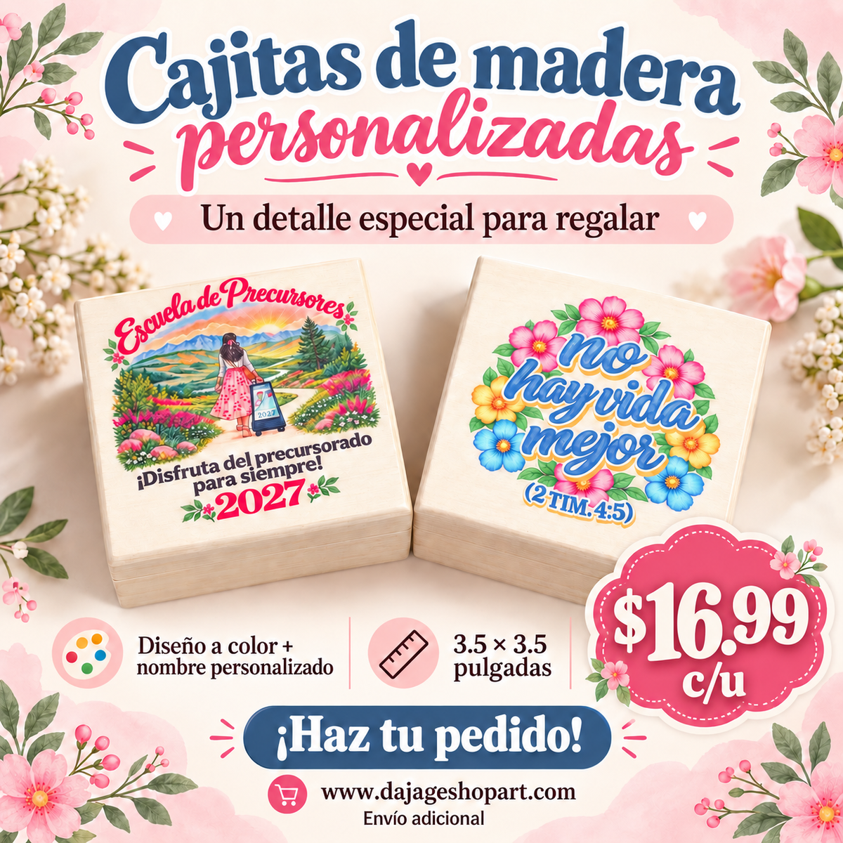 Cajitas de madera , con diseño a color