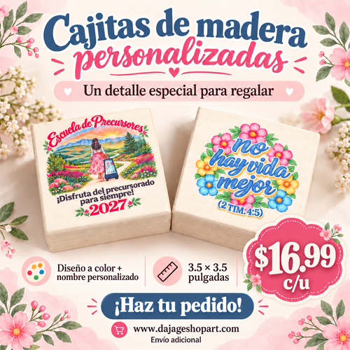 Cajitas de madera , con diseño a color