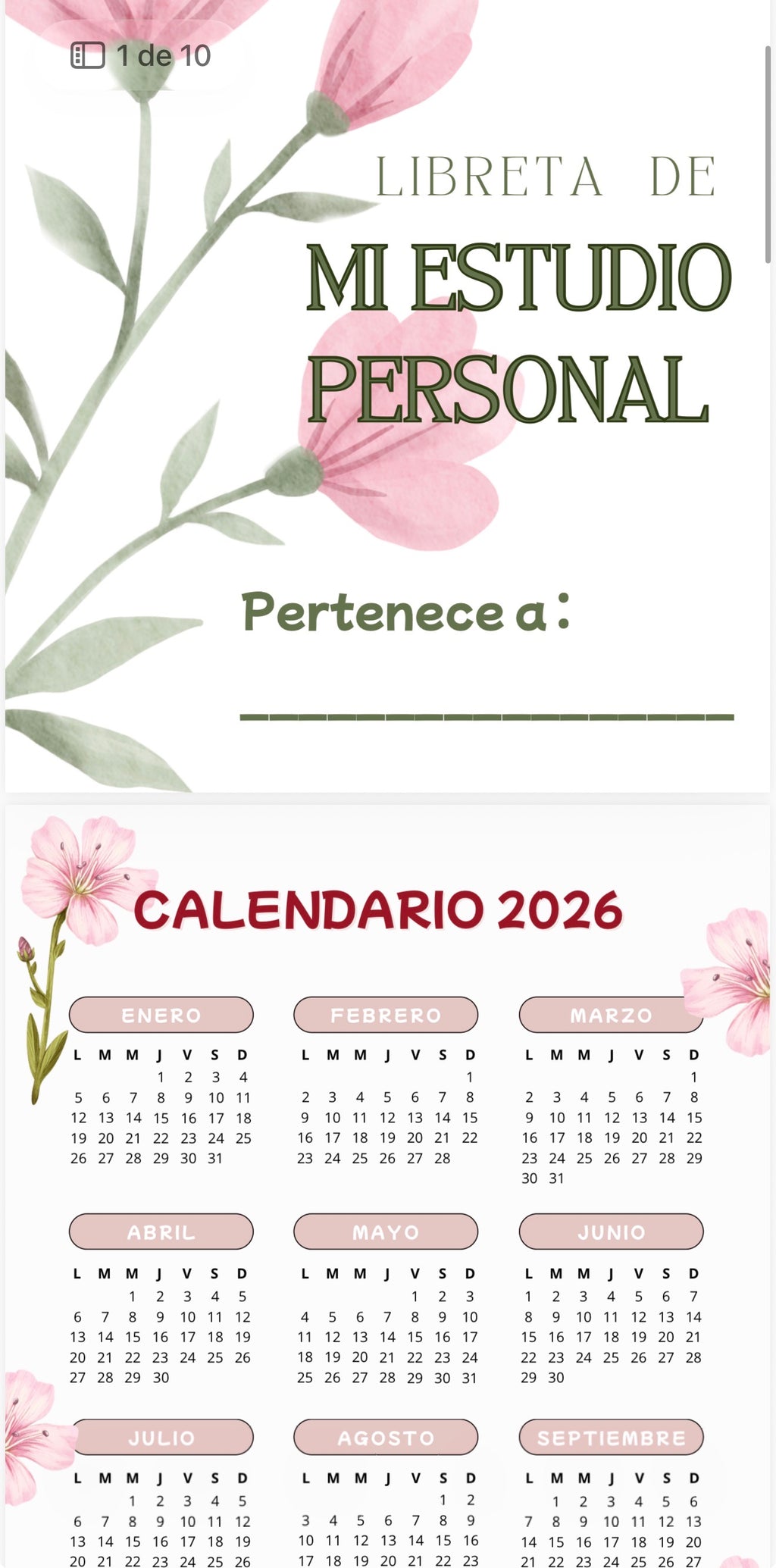 Libreta para estudio personal para imprimir