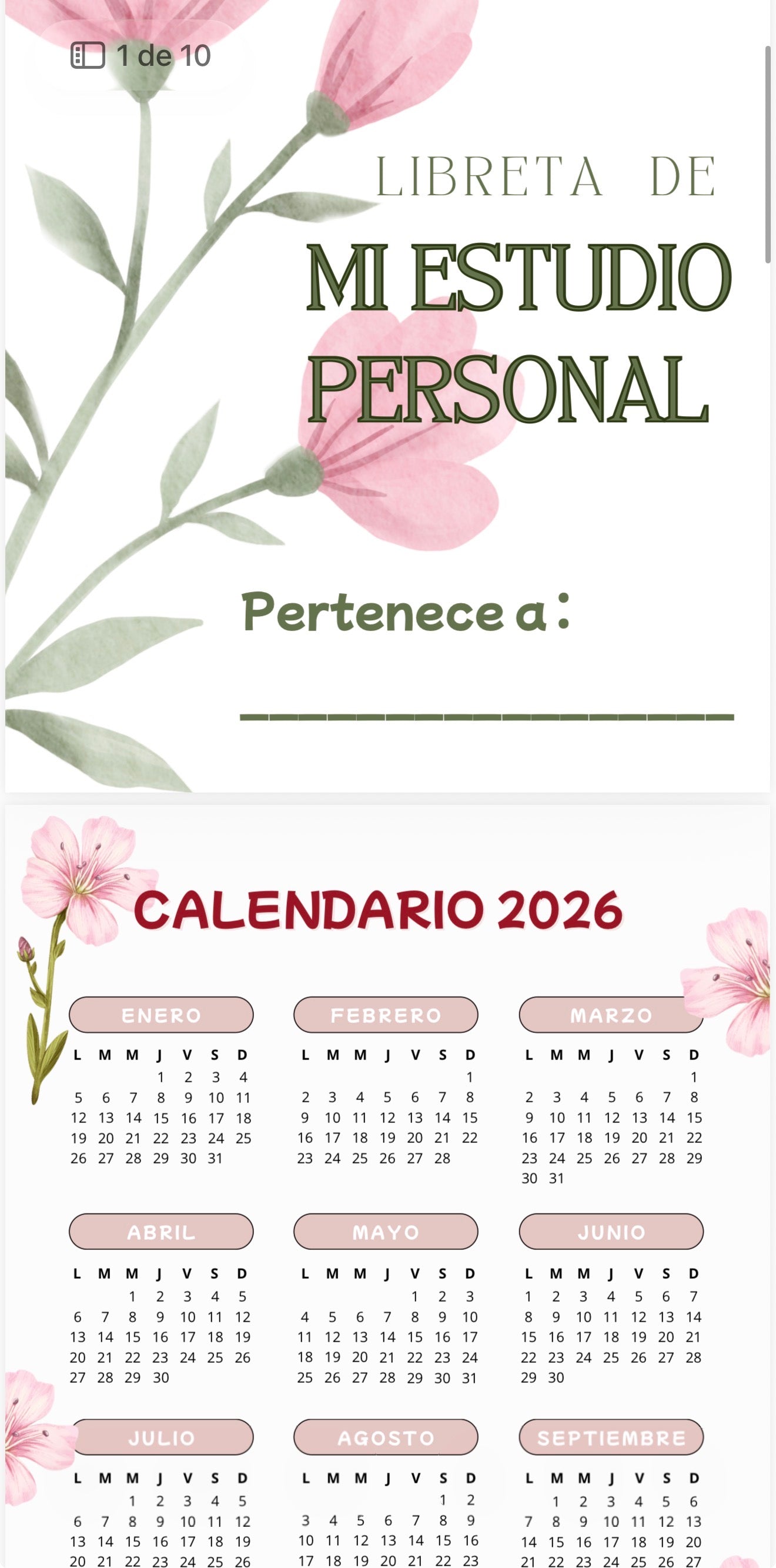 Libreta para estudio personal para imprimir