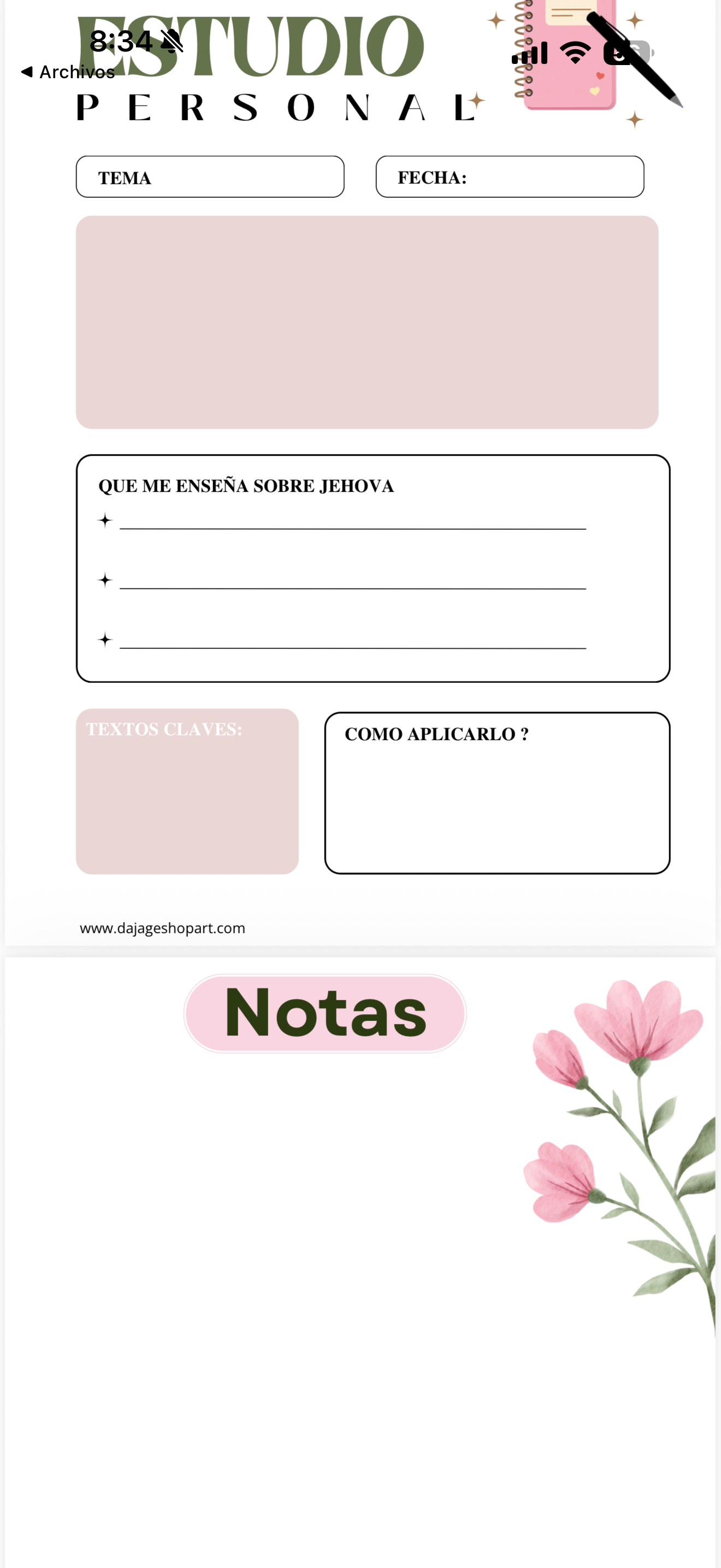 Libreta para estudio personal para imprimir