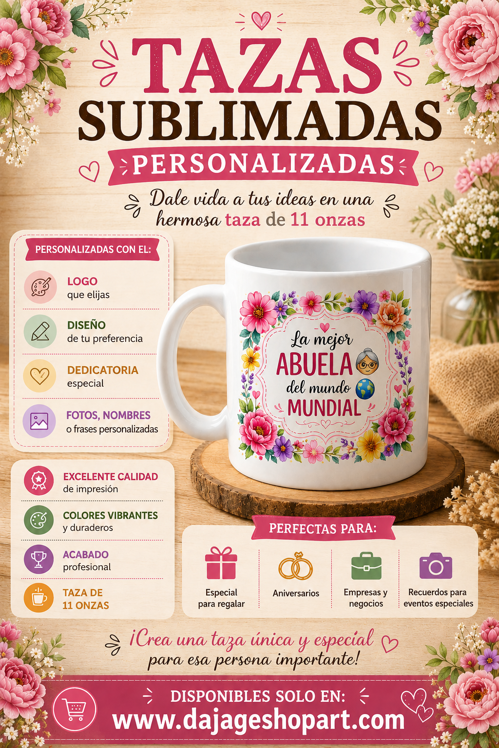 Tazas sublimadas de 11 onzas